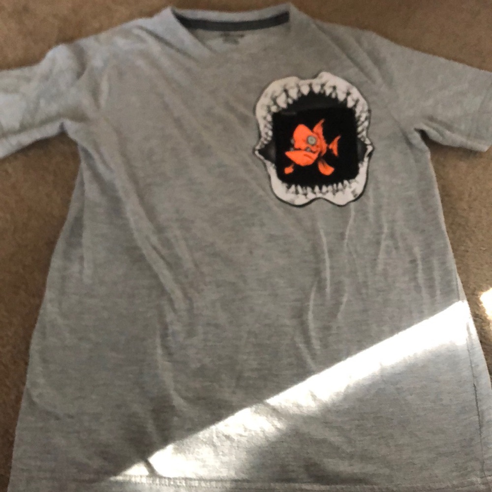 Boys Hurley Pocket Fish and Shark Grey Shirt